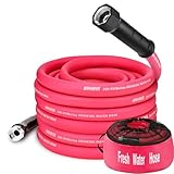 Kohree 25FT RV Water Hose, 5/8'' Premium Drinking Water Hose Leak Free, No Kink and Flexible Garden Hose with Storage Bag, Ideal for RV, Camper, Garden, Truck, Car - Pink