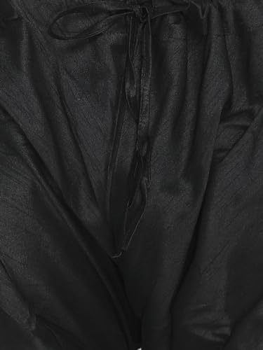 Image of Vastramay Plus Men Men's Grey And Black Silk Blend Kurta Pyjama Set