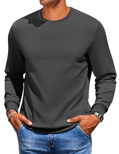 COOFANDY Sweatshirt Herren Pullover mit Rundhals Langarmshirt Basic Sweatshirt Ohne Kapuze Longsleeve Pullover für Winter Sweater Schwarz L COOFANDY Sweatshirt Herren Pullover mit Rundhals Langarmshirt Basic Sweatshirt Ohne Kapuze Longsleeve Pullover für Winter Sweater Schwarz L