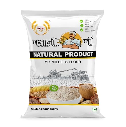 Image of Vasani G Mixed Millet Flour - Natural Multi Millet Atta (Bajra, Jowar, Ragi, Kodo, Sawa) | 5 in 1 Mix Millet | High Fiber & Nutrition-Rich Flour | 500g