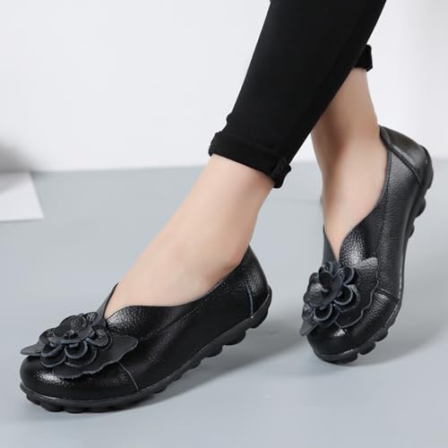 Image of MOYOWEI Women's Leather Slip On Loafers Colorful Flat Shoes