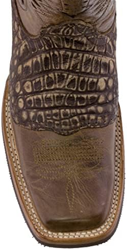 TEXAS LEGACY Mens Sand Western Leather Cowboy Boots Crocodile Print Square Toe 13.5 E US | Image 3