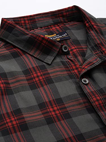 Image of The Indian Garage Co Men Regular Fit Checkered Full Sleeves Cutaway Collar Casual Shirt