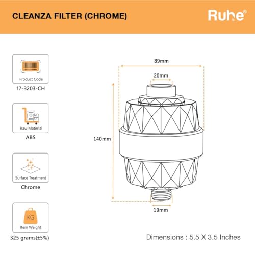 Image of Ruhe Cleanza Water Filter & Hard Water Softener For Tap, Shower | Water Purifier For Kitchen & Bathroom Sink, Universal Fit, Easy Installation,Silver