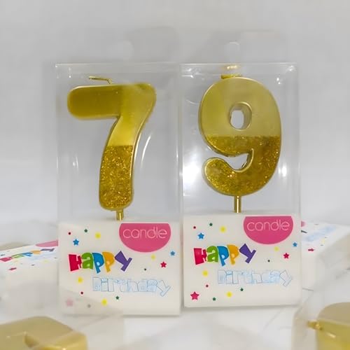 Image of Birthday Number Candles 7 for Kids Cake Topper Decoration Sparkle Gold Metallic Drip-Resistant Candles for Wedding Anniversary Graduation Retirement Seventh Year Celebration Size 5 x 3.5 cm