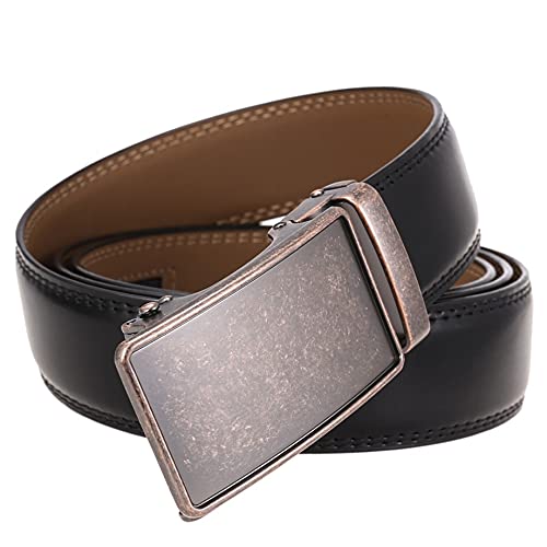 Men Belt Genuine Leather Belts Casual Waist Belt Men Belt Automatic Buckle Man (Color : Brown, Size : 130 cm) (Black 130 cm)2