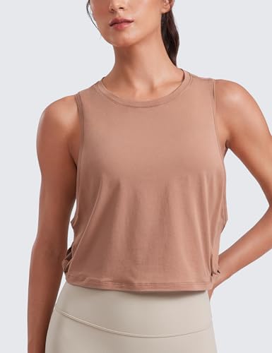 Image of CRZ YOGA Pima Cotton Dropped Armhole Tank | Workout, Naturally Soft, Loose Fit, Crop, Crewneck, Knotted Sides, Sleeveless Tops for Women