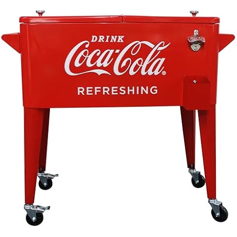 Leigh Country CP 98123 Coca-Cola 80 Qt Retro Refreshing Rolling Cooler, Red Cover