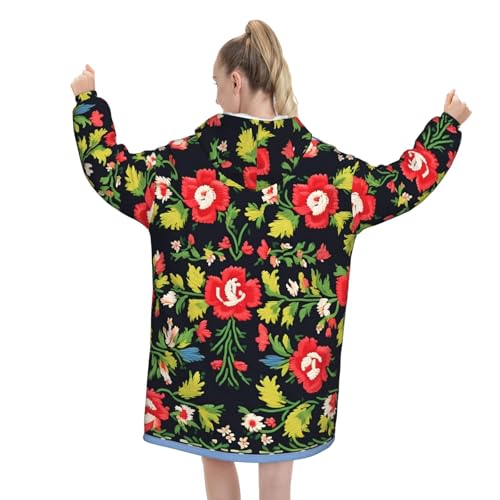 Couverture à capuche style brodé ukrainien, idée cadeau idéale - 3