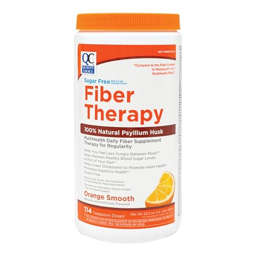 Quality Choice Psyllium Fiber Powder, Sugar Free Orange Flavor Formula, 114 Doses for Daily Digestive System Support. Promotes Regularity with Gentle Soluble Fiber in Convenient Powder Formula