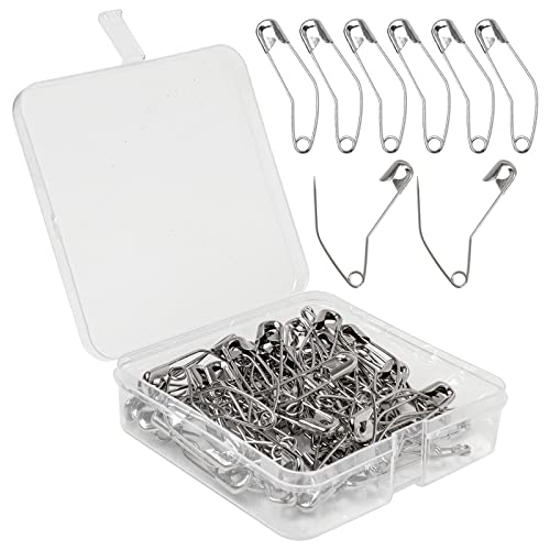 Qfeley 100 Pcs Curved Safety Pins Size 3 Quilting Curved Safety Pins Quilting Basting Pins For Quilting And Knitting,Nickel-Plated Steel,2 Inch / 50Mm (Sliver) #TOP6
