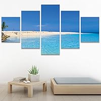 SIGNWIN 5 Panel Canvas Wall Art Modern Art Beach Coastal Multicolor Photography Relax/Calm Romantics for Home Decorations Ready to Hang - 60