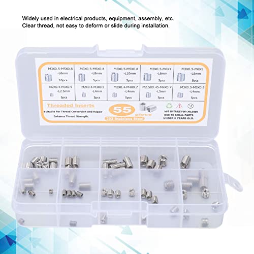 55Pcs Insert Nut, Threaded M2 M2.5 M3 Stainless Steel Fastener Assortment for Repair for Wood Hardwoods Plywood Softwoods - Image 3
