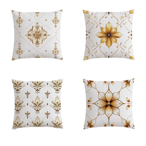 Housse coussin extérieur 70x70cm imperméable aspect lin de qualité supérieure teinte crème S808