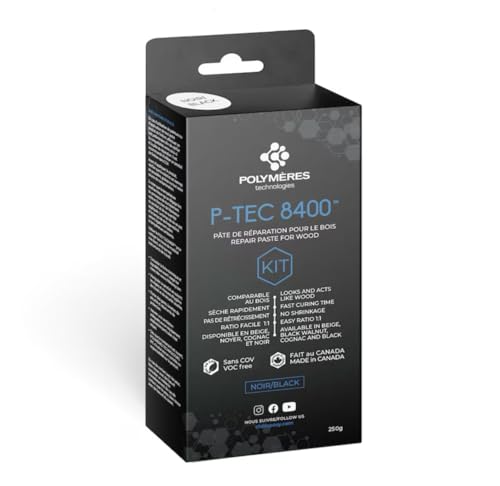 P-Tec 8400 Wood Filler - 250g - Fast Cure Crack & Knot Repair (Black) by polymeres technologies - Used condition - Image 2