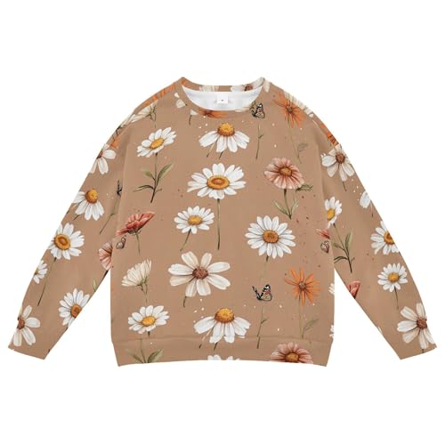 JUNZAN Chic Daisy Terracotta Little Boys Sweatshirt Hoodie Fleece Kids Pullover Hoodie Sports 4T