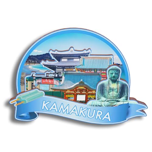 Dwutahcy 3D Wooden Fridge Magnet for Kamakura Japan City Travel Souvenirs Refrigerator Sticker Home Kitchen Decorations Gifts