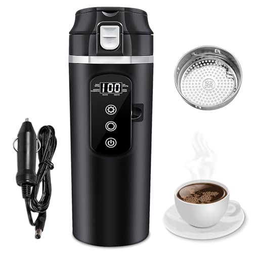 Tazza riscaldante per auto, DC 12 V/24 V, 500 ml, bollitore elettrico portatile, per auto, mini bollitore elettrico da viaggio, bollitore elettrico a chiave, spegnimento automatico