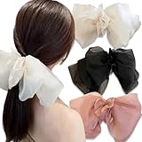 Generic 3Pcs Bow Hair Clips Big Bowknot Chiffon Hair Barrettes Teens Headpiece Styling Party Daily Decoration for Women and Girls