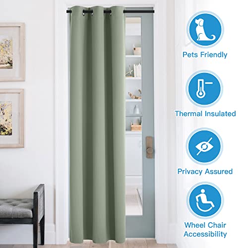 Image of RYB HOME Temporary Doorway Curtains Blackout Privacy Room Divider Curtains Portable Drapes for Closet Wall Panel for Bedroom Living Room Dining Basement Window, W 60 x L 108 inches, Sea Grenn