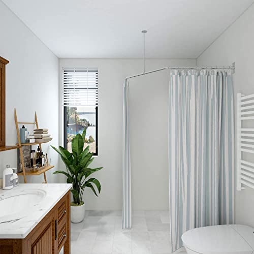 Naiture Neo-Angle Shower Curtain Rod Stainless Steel With Ceiling Support, 18-1/2" X 26" X 18-1/2", Chrome Finish #TOP1