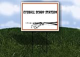 EYEBALL SCOOP STATION Halloween Skeleton Left Arrow Single Sided 18x24 in Yard Road Sign w/Stand