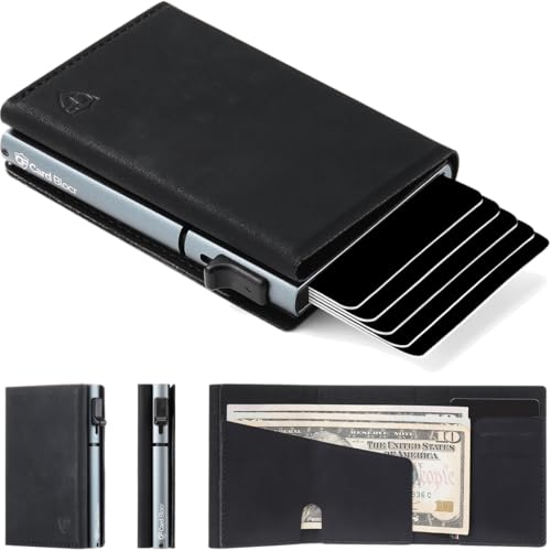 Conceal Plus Card Blocr Pop Up Wallet for Men - Slim Metal RFID Blocking Card Holder (4-6 Cards Ejector) - Minimalist Smart Front Pocket Wallet with Internal Cash + ID Storage