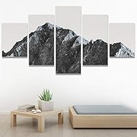 SIGNWIN 5 Panel Canvas Wall Art Modern Art Expressive Landscape Modern Mountain Top Multicolor Photography for Home Decorations Ready to Hang - 60