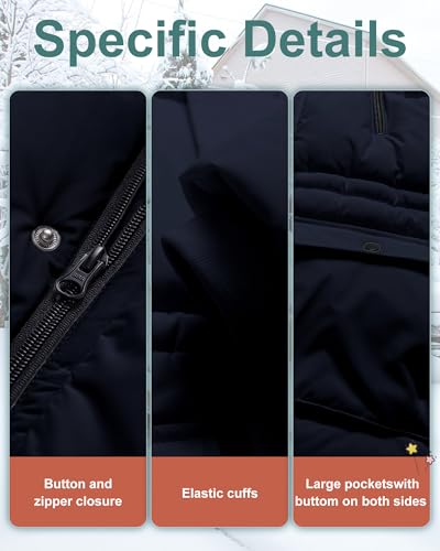 Image of Boy's Winter Coat Waterproof Kids Puffer Jacket Thicken Parka Fleece Lined Bubble Ski Snow Outerwear with Fur Hood