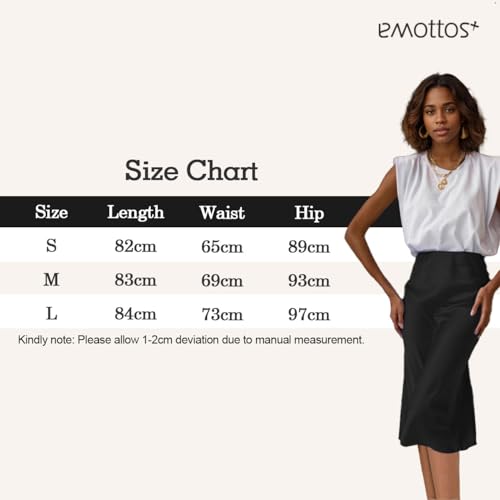EMOTTOS Women Satin Mid-Length Skirts, Wrap Hip High Waist Long Skirts, Casual Zipper A Line Wrap-Around Flowy Midi Ladies Skirt, L, Black - Image 6