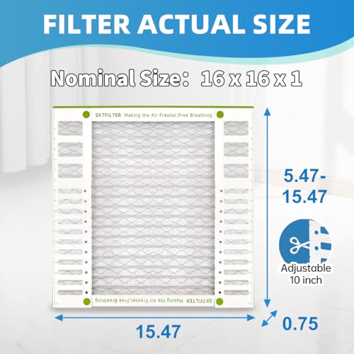 Image of 16x16x1 Air Filter AC Furnace MERV 13Comparable with MPR 1900 FPR 10 HVAC Air Condition cabin Vent Fan Electrostatic Pleated Actual Size 15.47 x 15.47 x 0.75 6 Packs