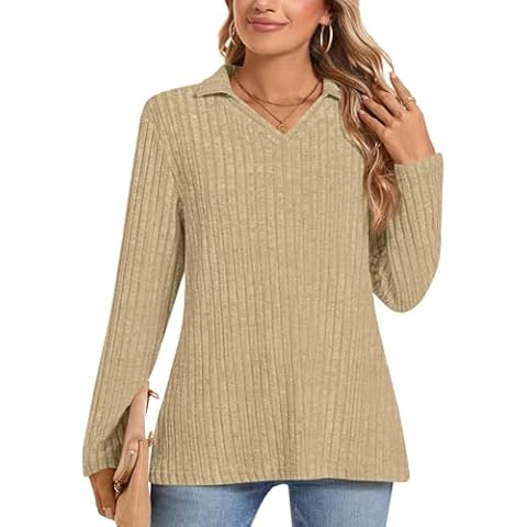 POPYOUNG Ladies Lightweight V Neck Sweatshirt Cover