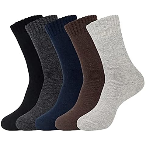 CeruleTree Mens Winter Wool Socks, 5 Pairs Soft Thermal Socks, Warm Thick Socks for Walking, Hiking, Skiing, One Size Fits All Cover
