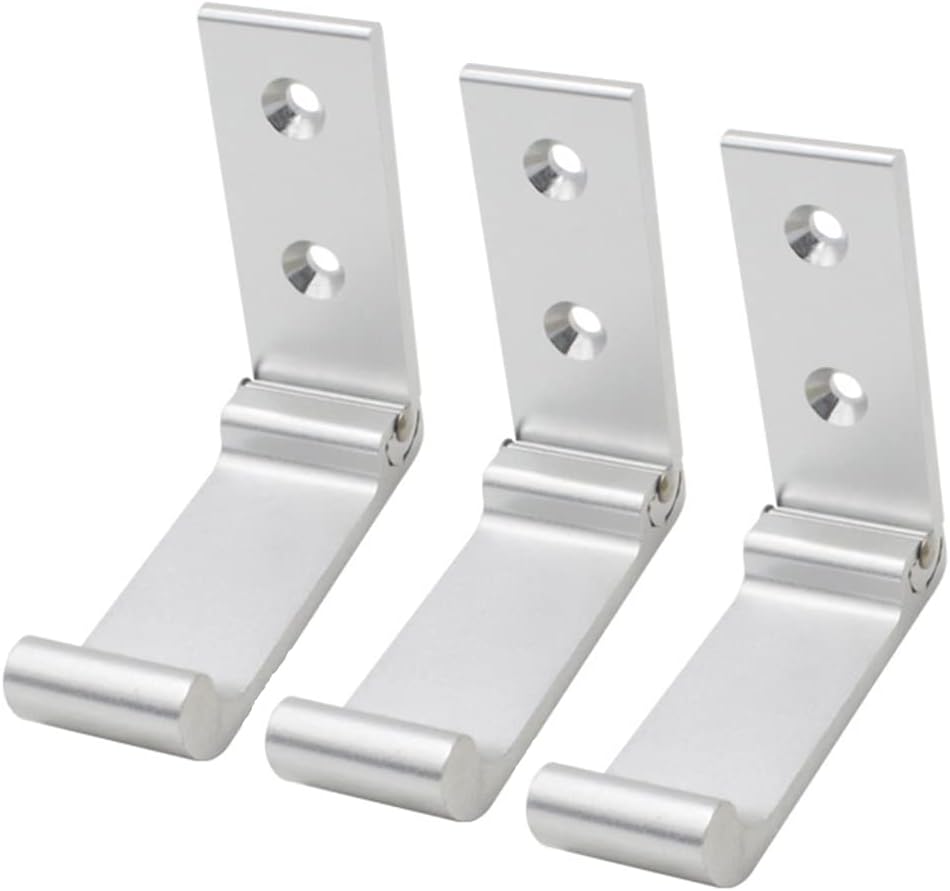 Aluminum Alloy Folding Caot Hook, Round Head Wall Mount Single Hook Home Storage Hooks for Bathroom Kitchen Bedroom, Silver, 3 Pcs