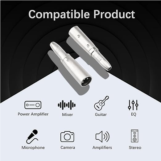 Image of XLR 3 Pin Male to 1 /4 inch 6.35mm Female Socket Audio Adapter-(1 Pcs) XLR Male to 6.35mm 1 /4''TRS Female
