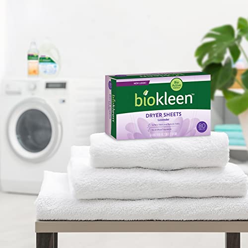Biokleen Laundry Dryer Sheets - 160 Sheets - Fabric Softener, Eco-Friendly, Plant-Based, No Artificial Fragrance, Colors Or Preservatives, Lavender #TOP4