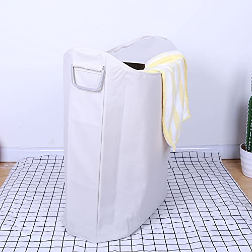 Cesta de lavandería plegable de tela Oxford gris con mango de aluminio resistente 2