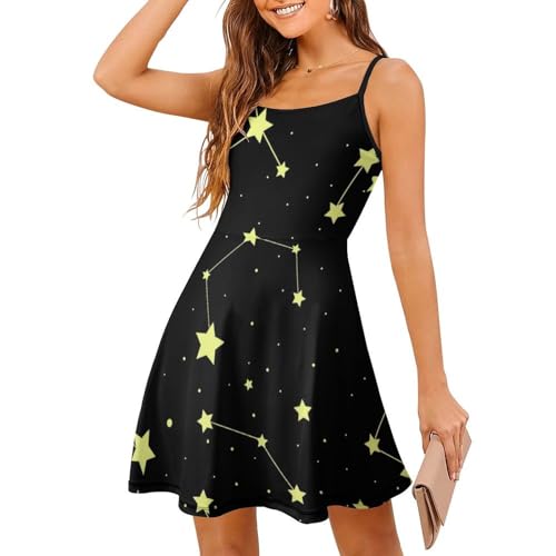 Robe d'été à bretelles jaune étoilé idéale pour vos journées farniente à la plage