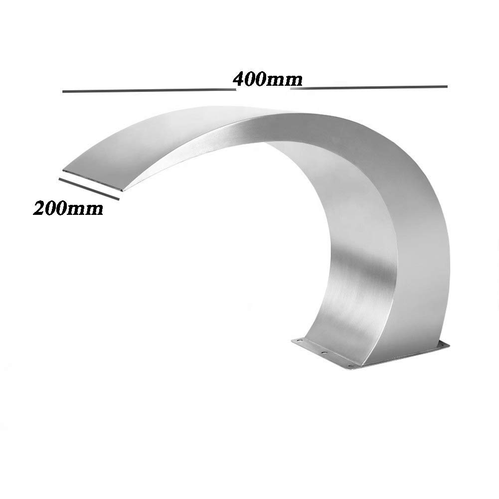 Swimming Pool Fountain,Rectangular Waterfall Pool,Garden Waterfall Pool Fountain Stainless Steel Pool Waterfall Fountain Silver (Silver 400 * 300)