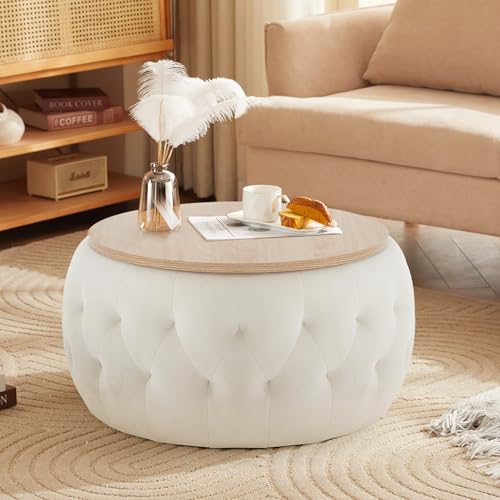Iwmh STORAGE OTTOMAN-01 Round Storage Ottoman Coffee Table thumb #1