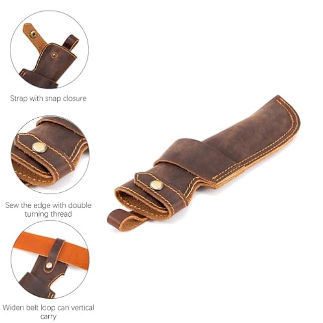 Knife Sheath,Leather Knife Sheath for Belt,Chef Knife Guard,Knife Holster for 5 inch Blade Knife,Knife Holder,Knife Cover Sleeve,EDC Belt Organizer,Sheath for Chef Meat Cleaver,Gifts for Men