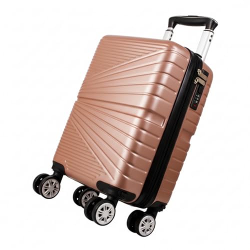 Ryan Air Wizz Air Approved Hardcase Suitcase with Detachable 360 Degree Spinner Wheels - 40x20x25 - Lightweight Ideal for Short Trips - Secure Combination Lock (Rose Gold)