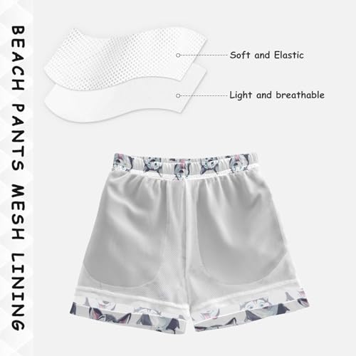 Cartoon Husky Dog Boys' Swim Board Shorts Quick-Dry Fabric Ideal for Swimming Lounging & Travel4