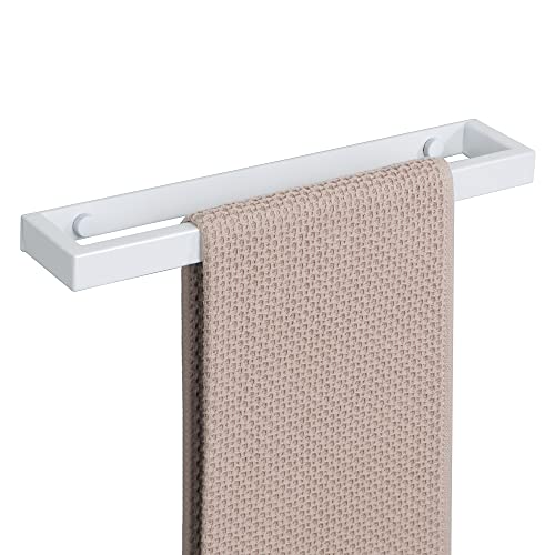 SAYAYO Toalleros de Baño Blanco Colgador Toalla Baño Adhesivo Acero Inoxidable Toallero Baño Adhesivo para Baño y Cocina 30cm, Instalaciones Perforadas y Autoadhesivas