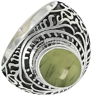 Prehnit ädelsten sterlingsilver snygg handgjord band ring presentartiklar för män och kvinnor i alla storlekar smycken CRG1219CH25_(71 (22,6))