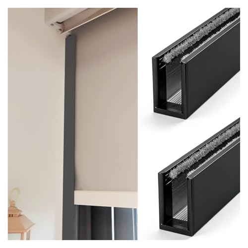 Light Blockers for Bedroom Nursery 40 60 72 78in, Side of Curtain Light Blocker, Cut to Size U-Channel Blackout Tracks for Shades Blinds(Black,60″(152.4cm))