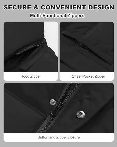 Image of Men's Puffer Jacket Winter Coat Puffy Parka with Fur Hood Waterproof & Windproof Shell Fleece lining 4 Pockets