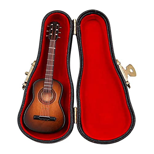 Alnicov Mini modèle de guitare modèle de guitare classique en bois avec support de support et étui pour décor de bureau à domicile cadeau d'anniversaire...