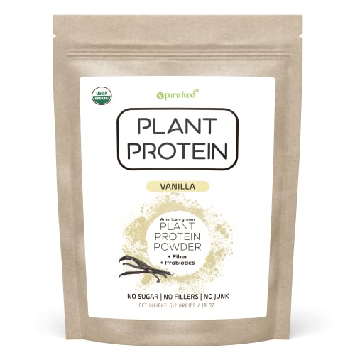 Pure Food: Plant Based Protein Powder with Probiotics | Organic, Clean, All Natural, Vegan, Vegetarian, Whole Superfood Nutritional Supplement with No Additives | Keto (Vanilla)