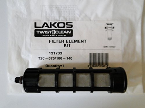Lakos Kit de remplacement d'élément filtrant 1,9 cm / 2,5 cm Twist 2 Clean Twist II Clean Twistiiclean (140 MESH BLACK T2C-075/100-140 (131733))